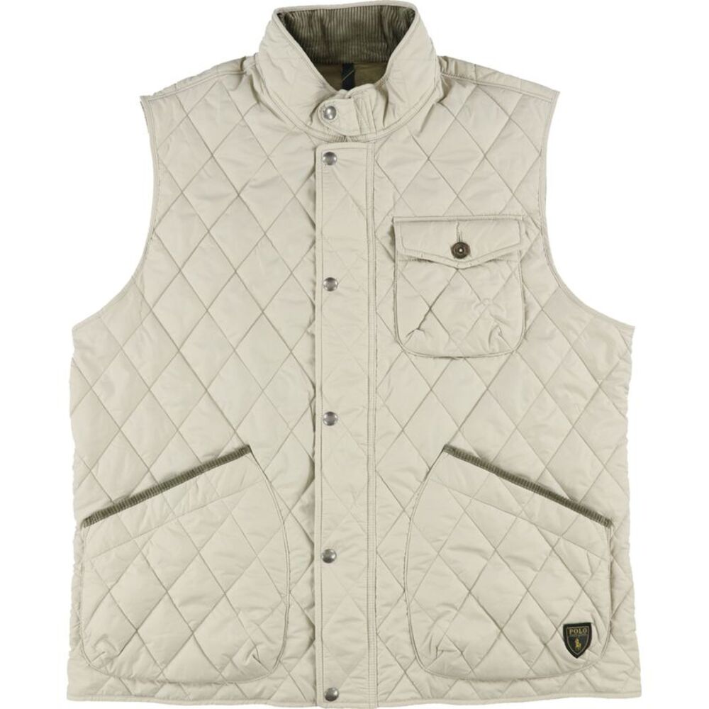 Ralph Lauren Mens Logo Outerwear Vest, Beige, XL, DM